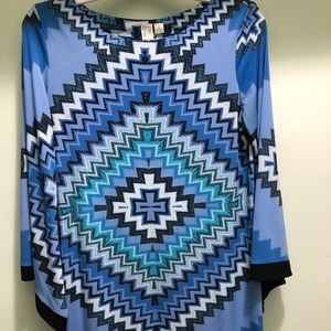 Long sleeve blue geometric dress